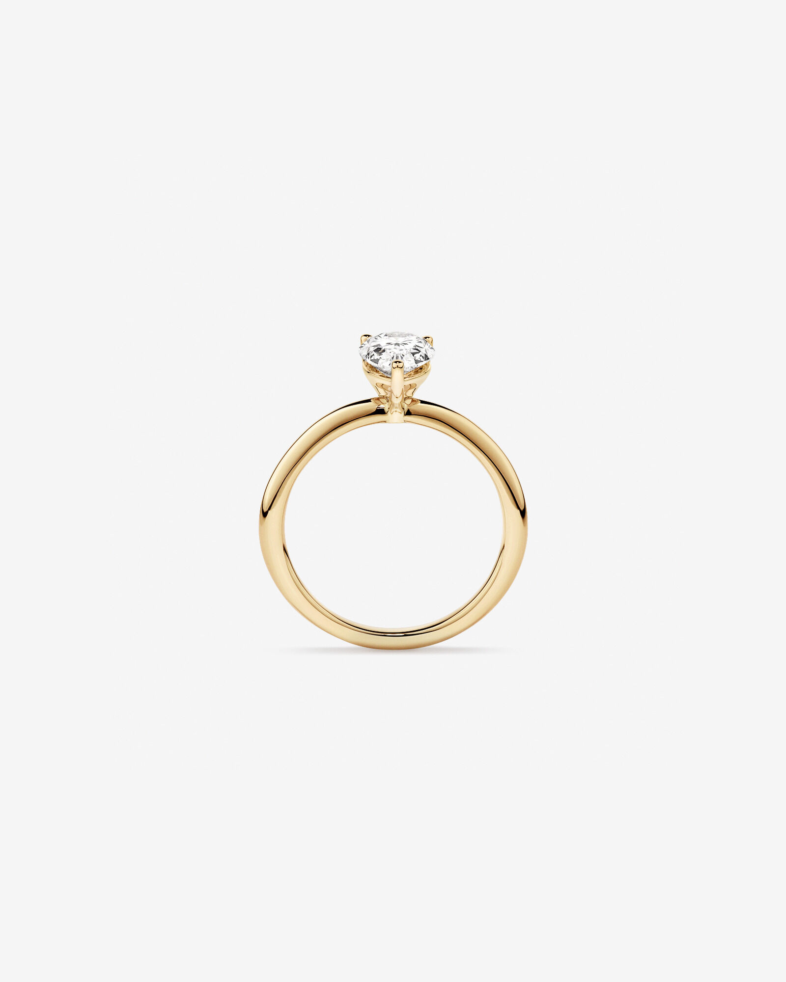 Bague de fiançailles solitaire en diamant cultivé en laboratoire TW Pear de 1,25 carat en or jaune 14 carats
