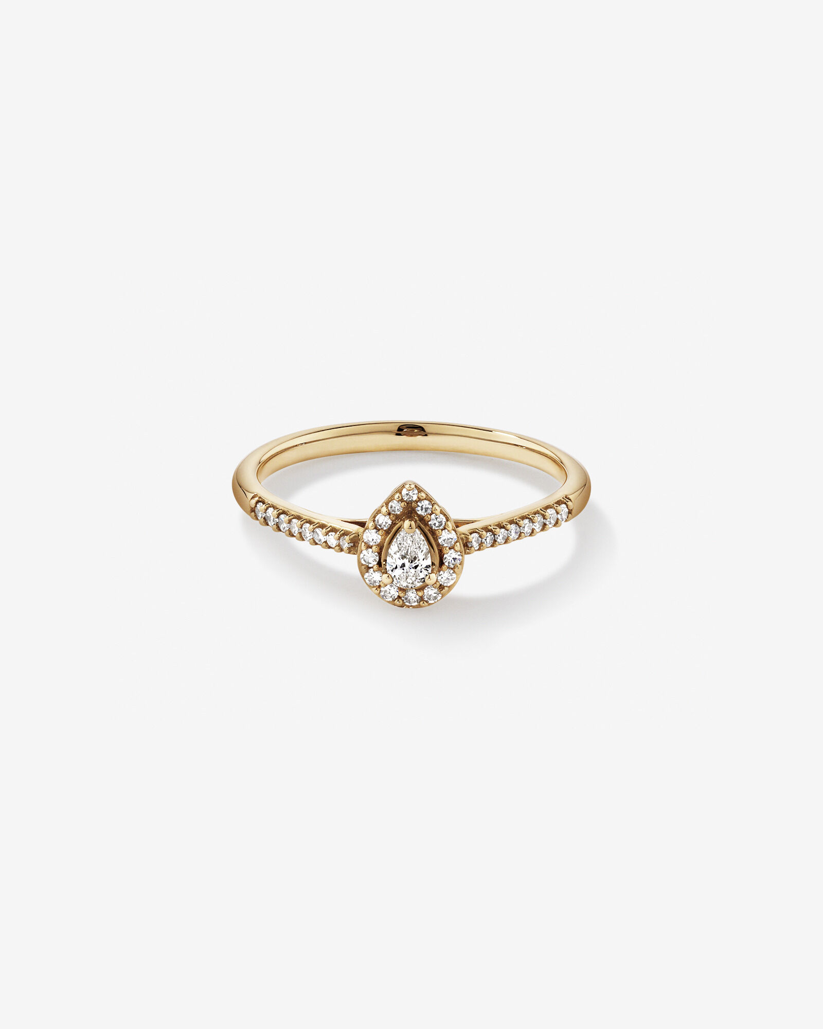 Bague de fiançailles en or jaune 10 K avec diamants en forme de poire totalisant 0,20 ct