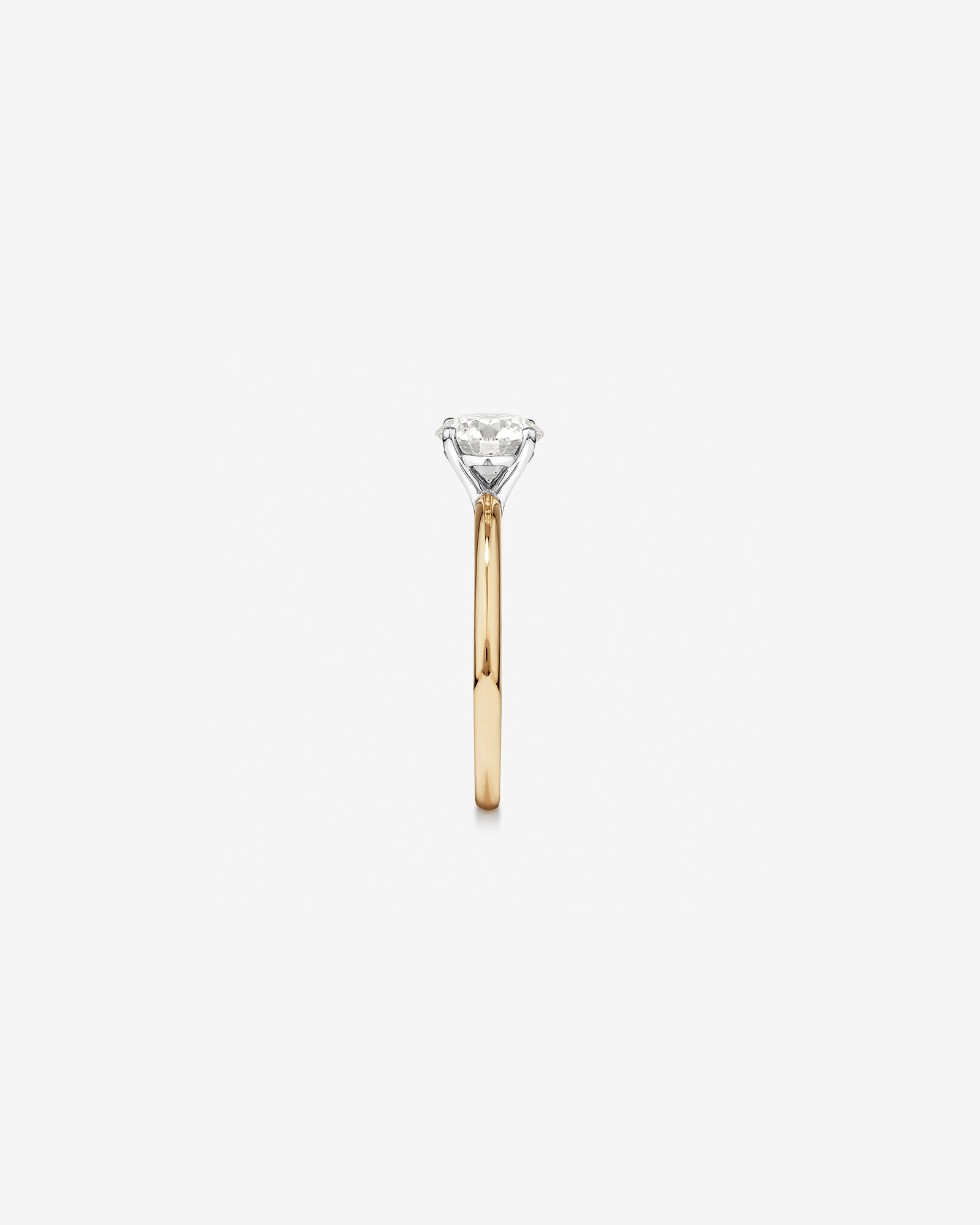 Bague De Fiançailles Solitaire En Diamant De Laboratoire Rond Brillant De 1,25 Carat Poids Total En Or Jaune Et Blanc 14 Carats
