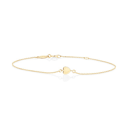 19cm (7.5") Minimal Heart Bracelet In 10kt Yellow Gold 19cm (7.5") Minimal Heart Bracelet In 10kt Yellow Gold