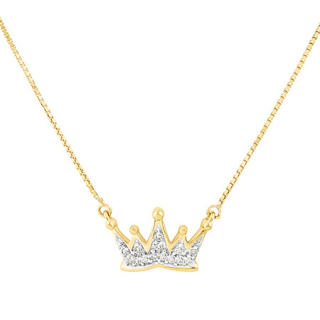 Crown Necklace with Diamonds in 10kt Yellow Gold Crown Necklace with Diamonds in 10kt Yellow Gold