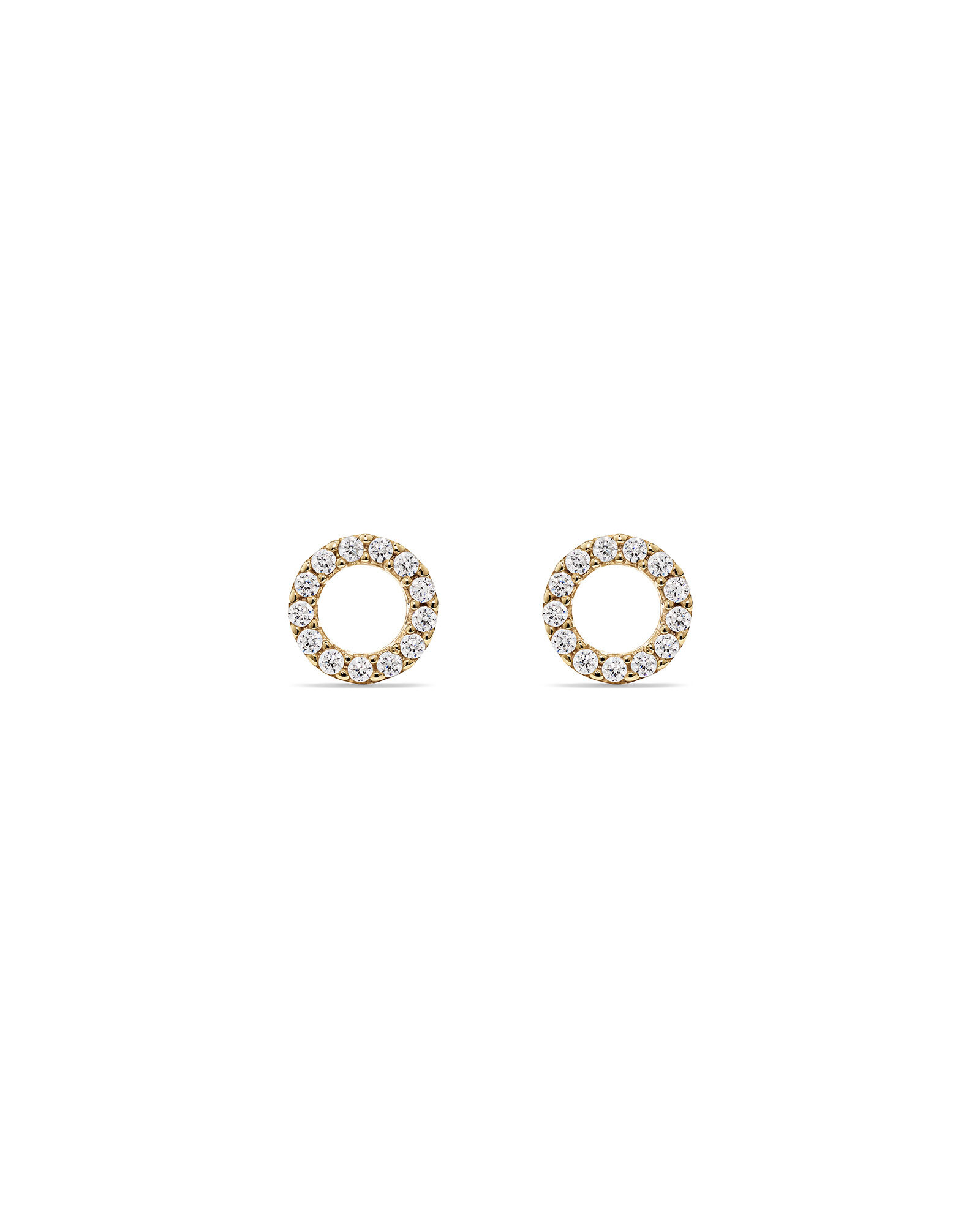 Cubic Zirconia Open Circle Stud Earrings in 10kt Yellow Gold