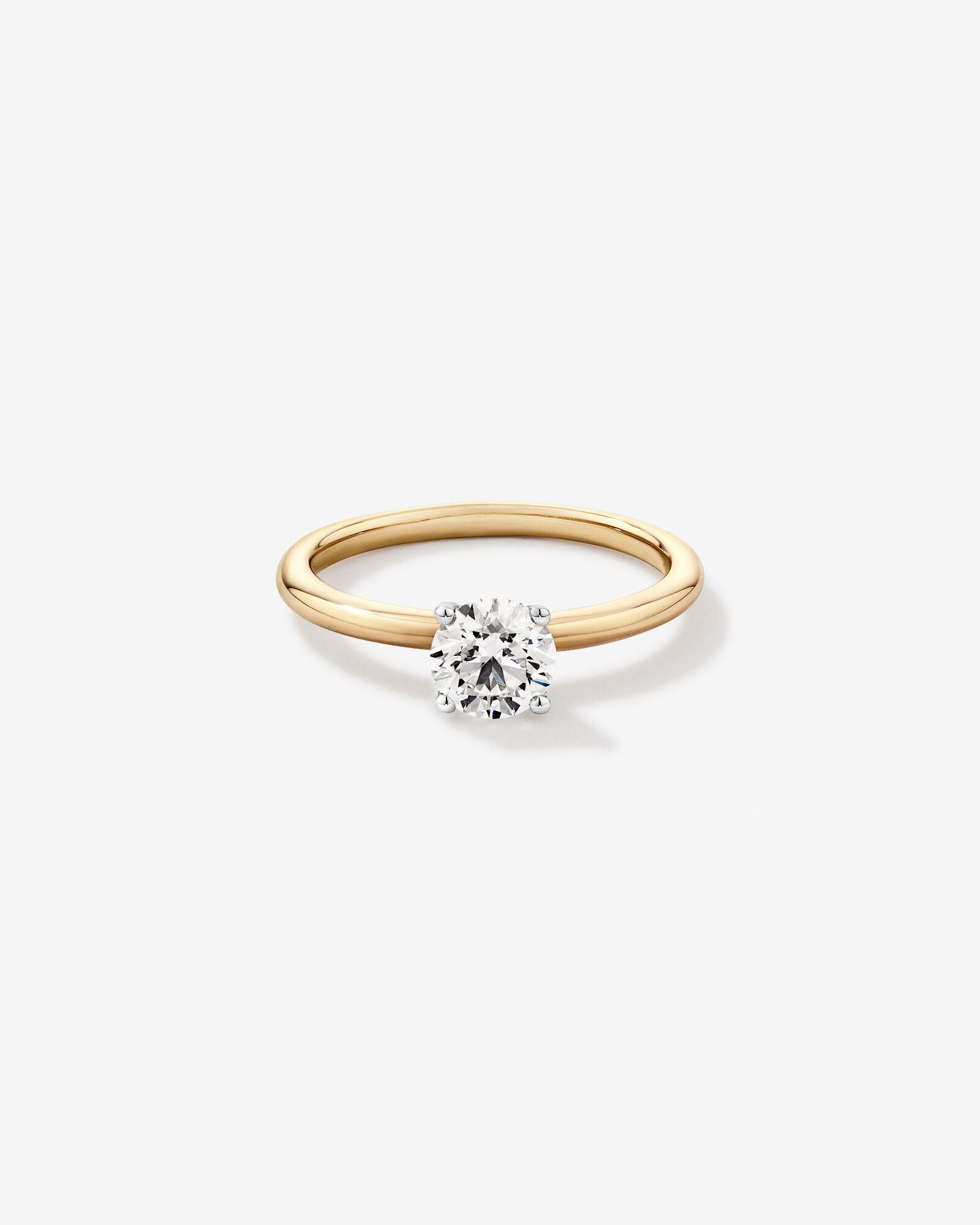 0,70 Carat Poids Total Bague De Fiançailles Solitaire En Diamant De Laboratoire Rond Brillant En Or Jaune Et Blanc 14 Carats
