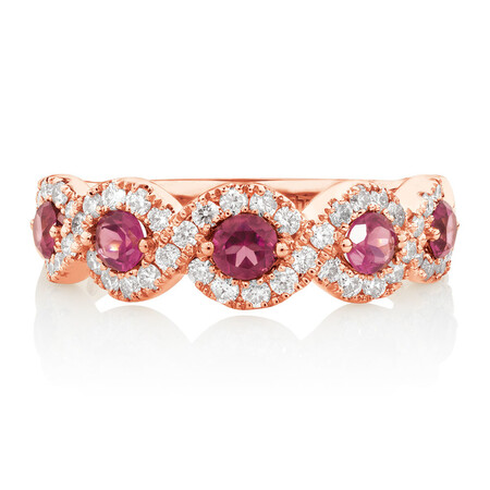 Ring with Rhodolite Garnet & 0.46 Carat TW of Diamonds in 14kt Rose Gold Ring with Rhodolite Garnet & 0.46 Carat TW of Diamonds in 14kt Rose Gold