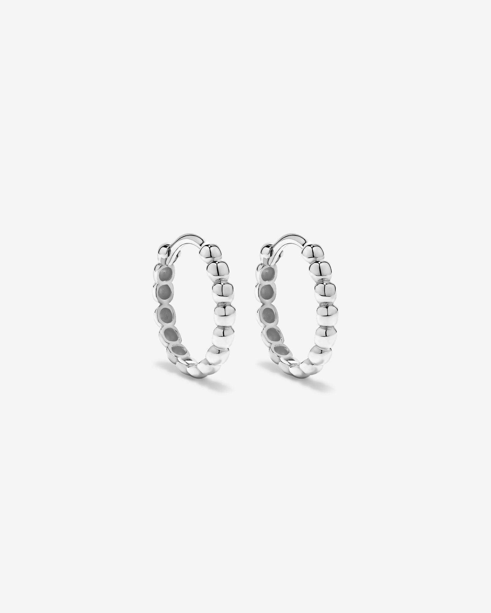 13.5mm Beaded Huggie Earrings in Sterling Silver