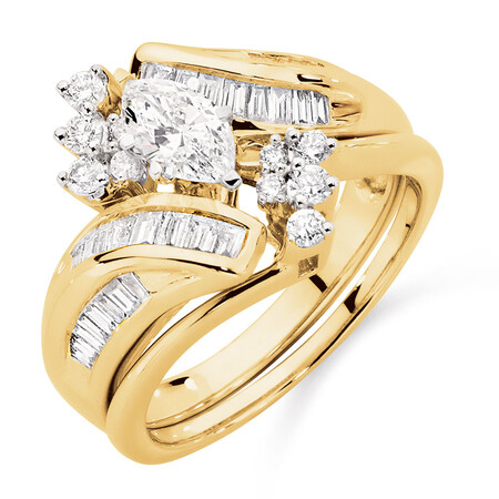 Bridal Set with 1 Carat TW of Diamonds in 14kt Yellow & White Gold