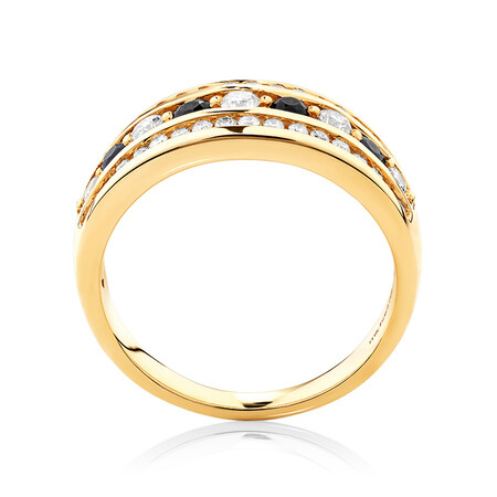 Ring with Sapphire & 0.50 Carat TW of Diamonds in 14kt Yellow Gold Ring with Sapphire & 0.50 Carat TW of Diamonds in 14kt Yellow Gold