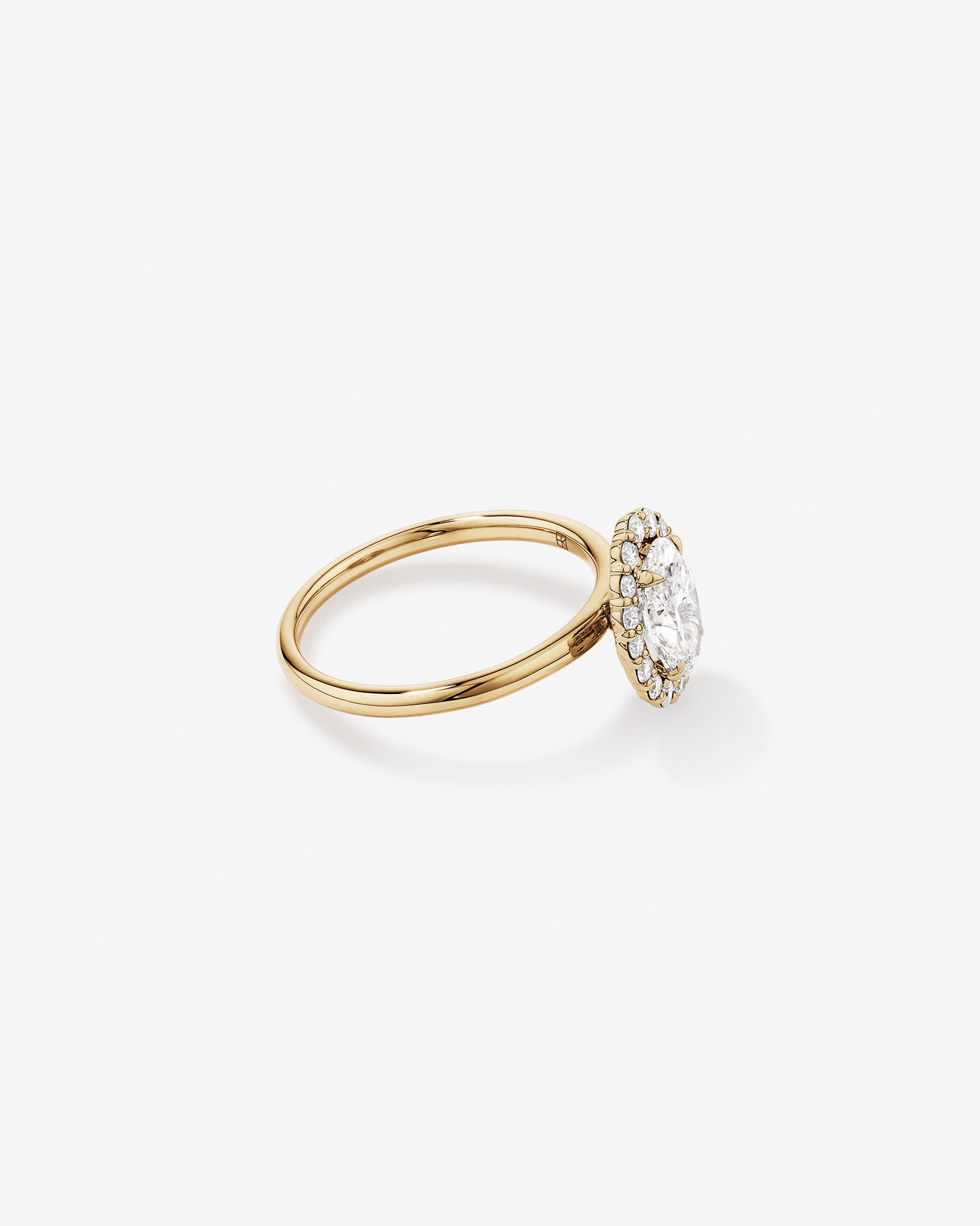 1.46 Carat TW Oval Cut Laboratory-Grown Diamond Halo Engagement Ring in 14kt Yellow Gold