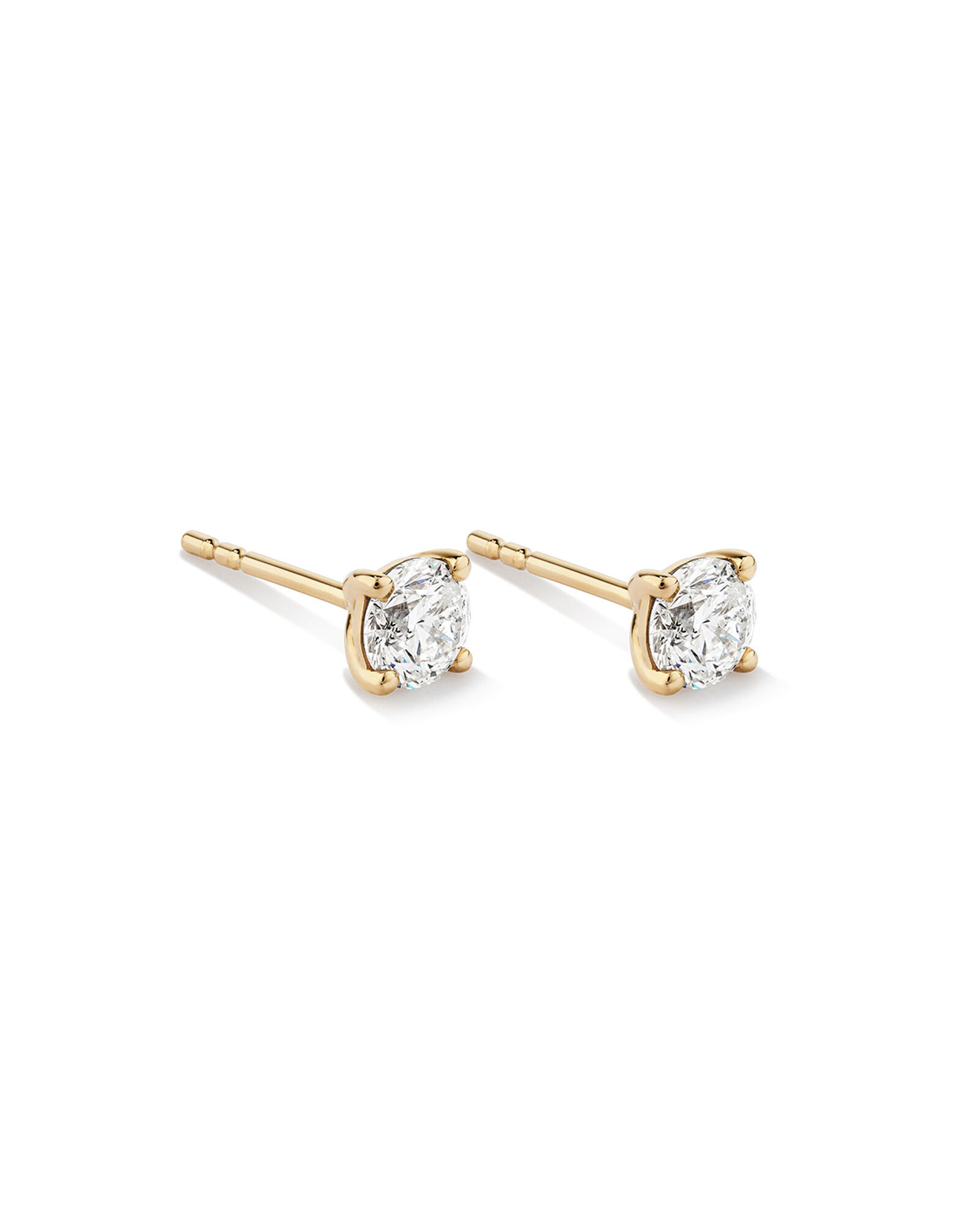 0.75 Carat TW Diamond Solitaire Stud Earrings 18kt Yellow Gold
