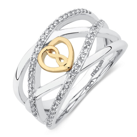 Infinitas Ring with 1/4 Carat TW of Diamonds in 10kt Yellow Gold & Sterling Silver Infinitas Ring with 1/4 Carat TW of Diamonds in 10kt Yellow Gold & Sterling Silver