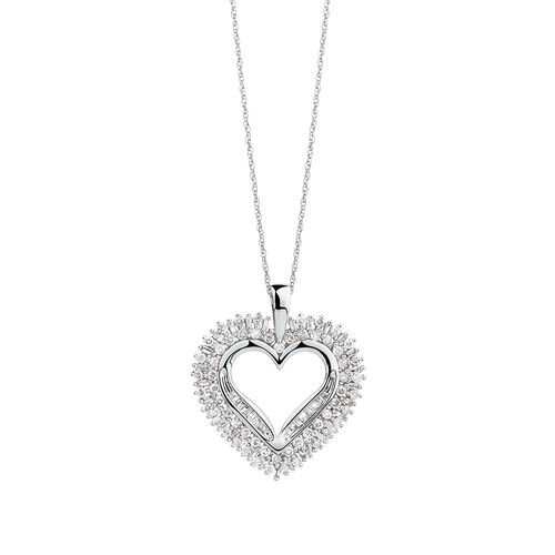 Heart Pendant with 1 Carat TW of Diamonds in 10kt White Gold