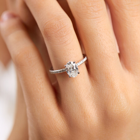 Laboratory-Created 1.14 Carat TW of Diamond Oval Ring In 14kt White Gold Laboratory-Created 1.14 Carat TW of Diamond Oval Ring In 14kt White Gold