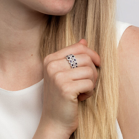 Ring with Sapphire & 0.80 Carat TW of Diamonds in 14kt White Gold Ring with Sapphire & 0.80 Carat TW of Diamonds in 14kt White Gold