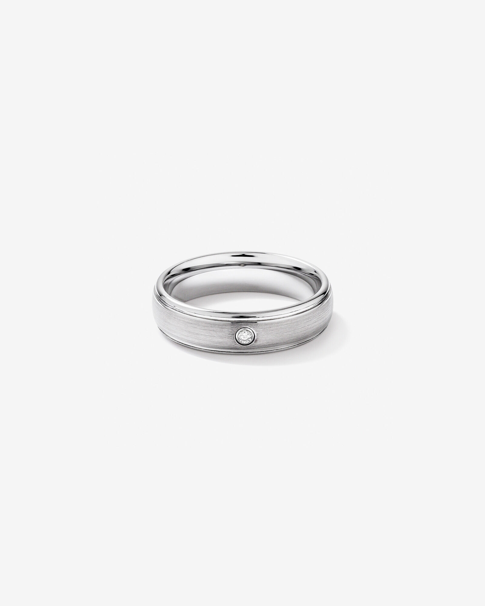 6mm Polished and Brushed Diamond Wedding Band in Tungsten