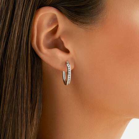 Huggie Earrings with 0.50 Carat TW of Diamonds in 10kt White Gold Huggie Earrings with 0.50 Carat TW of Diamonds in 10kt White Gold