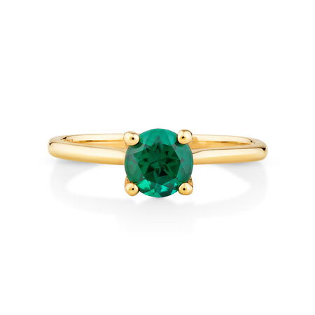 Ring with Created Emerald in 10kt Yellow Gold Ring with Created Emerald in 10kt Yellow Gold