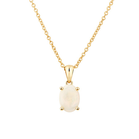 Pendant with Natural White Opal in 10kt Yellow Gold Pendant with Natural White Opal in 10kt Yellow Gold