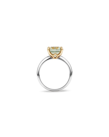 Natural Green Amethyst Ring in Sterling Silver & 10kt Yellow Gold Natural Green Amethyst Ring in Sterling Silver & 10kt Yellow Gold