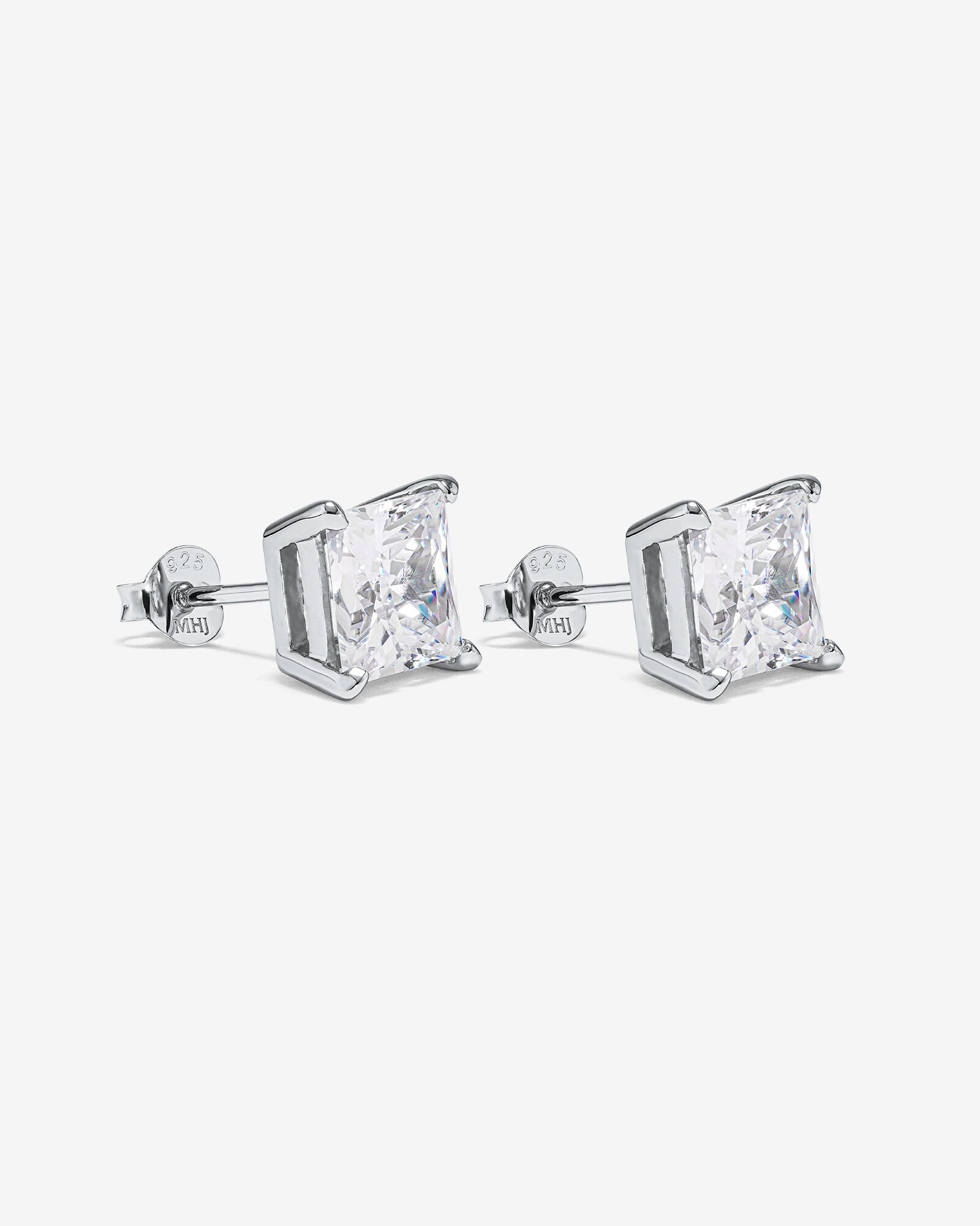 7.5mm Princess Cubic Zirconia Stud Earrings in Sterling Silver