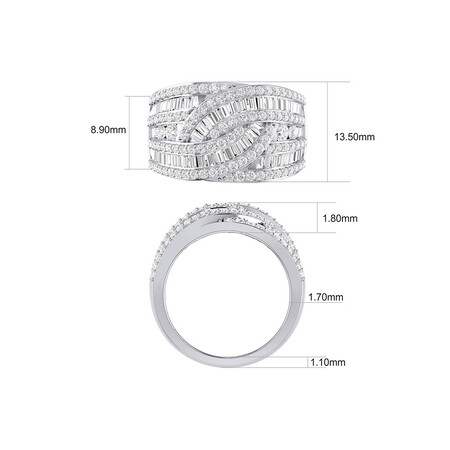 Crossover Ring with 1.75 Carat TW of Diamonds in 14kt White Gold Crossover Ring with 1.75 Carat TW of Diamonds in 14kt White Gold