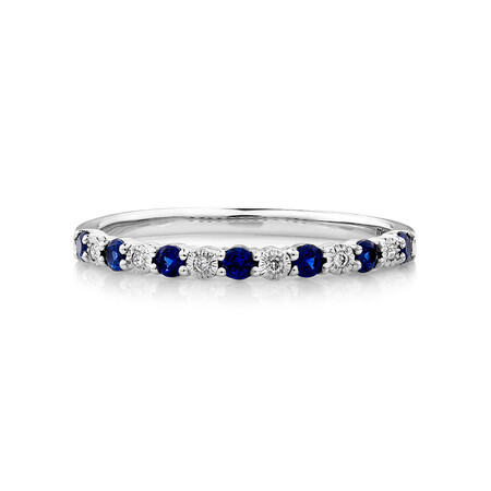 Sapphire Stacker Ring with Diamonds in Sterling Silver Sapphire Stacker Ring with Diamonds in Sterling Silver