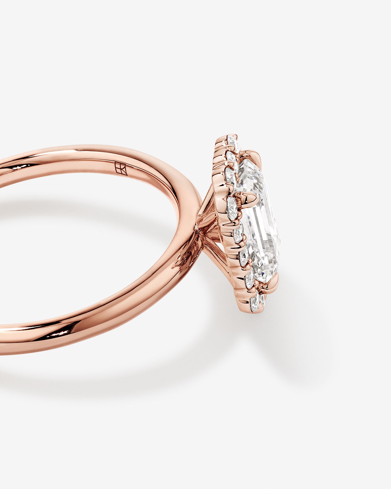 Carat TW Emerald Cut Laboratory-Grown Diamond Halo Engagement Ring in 14kt Rose Gold