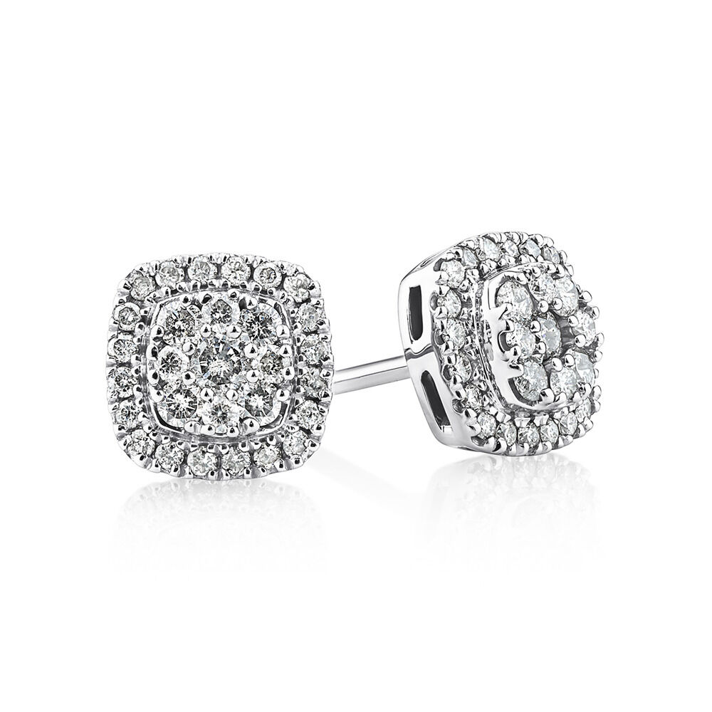 Cluster Stud Earrings with 1/2 Carat TW of Diamonds in 10kt White Gold