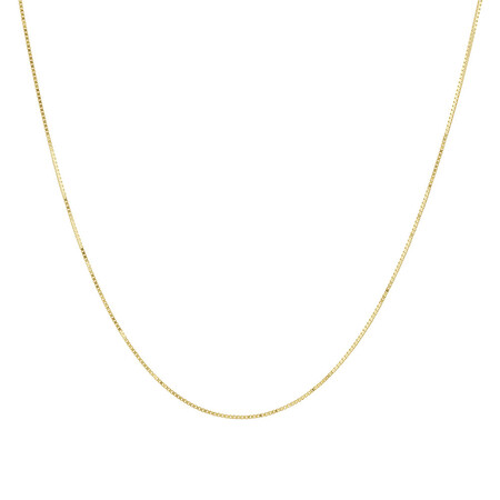 45cm (18") 1mm Width Diamond Cut Box Chain in 14kt Yellow Gold 45cm (18") 1mm Width Diamond Cut Box Chain in 14kt Yellow Gold
