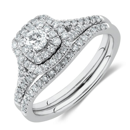Bridal Set with 0.60 Carat TW of Diamonds in 10kt White Gold Bridal Set with 0.60 Carat TW of Diamonds in 10kt White Gold