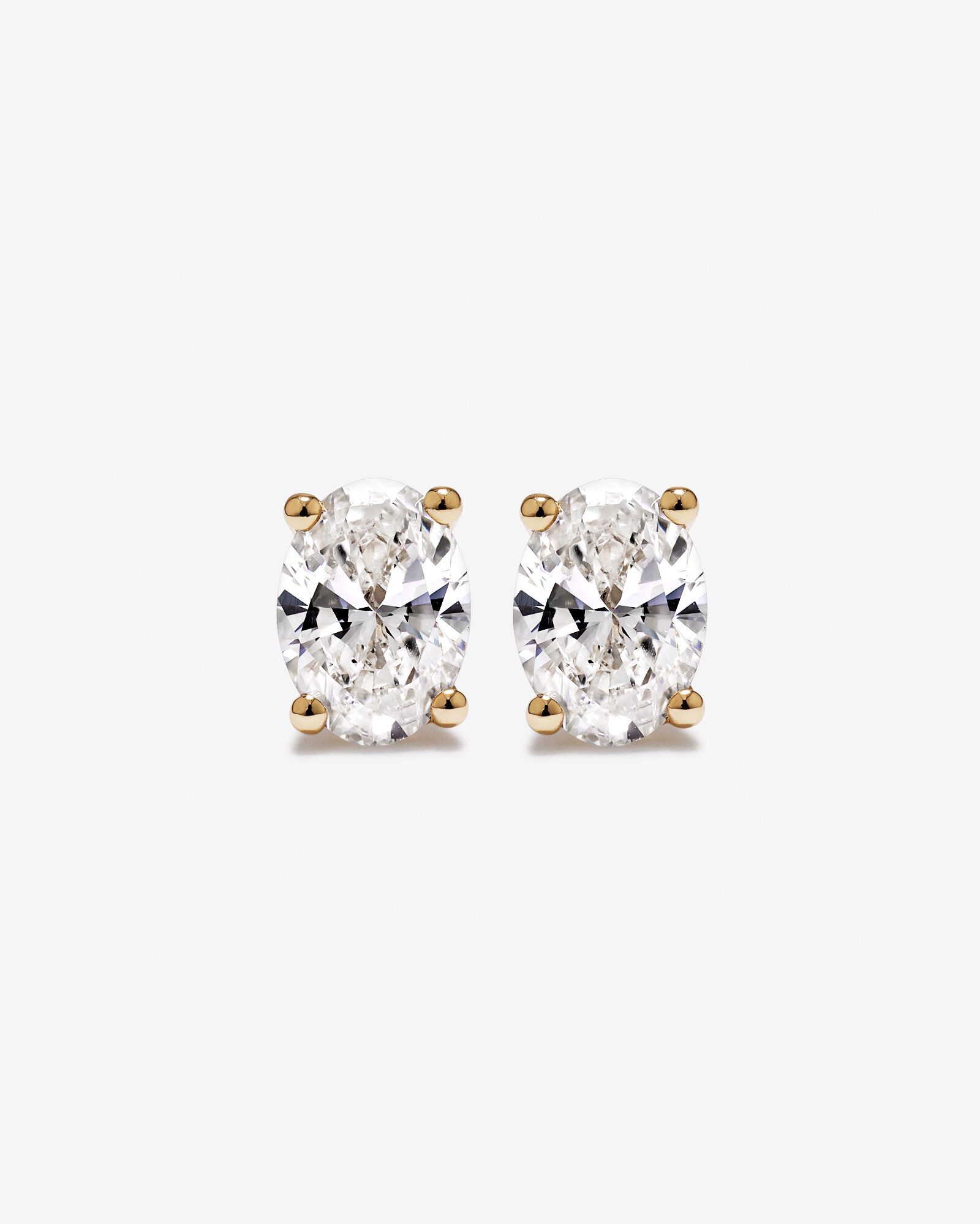1.00 Carat TW Oval Cut Laboratory-Grown Diamond Solitaire Stud Earrings in 10kt Yellow Gold