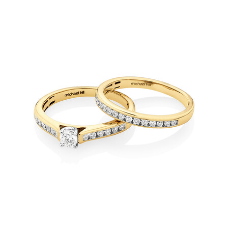 Bridal Set with 0.50 Carat TW of Diamonds in 10kt Yellow & White Gold