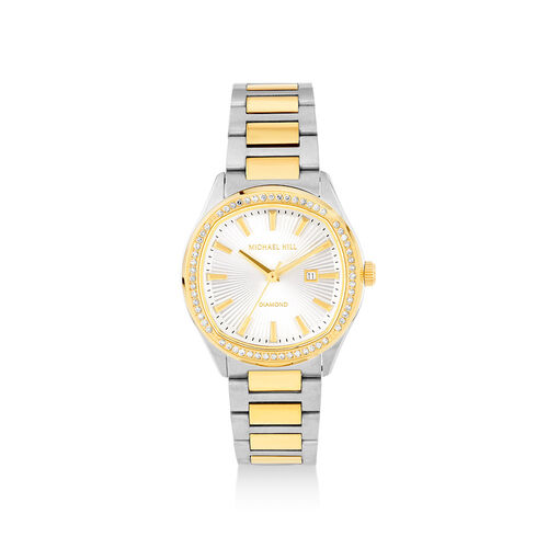 Two-Tone Ladies 0.40 Carat TW Diamond Quartz Watch in Yellow Gold Tone Stainless Steel