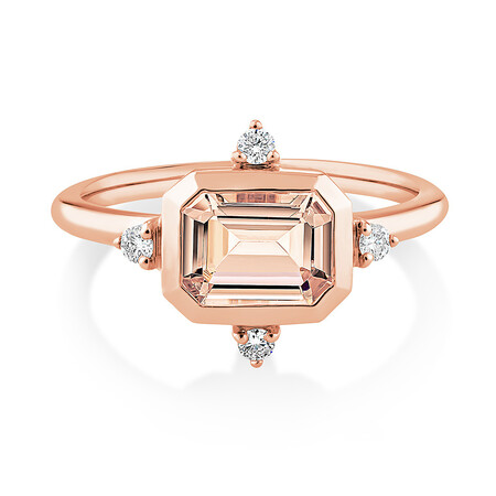 Morganite Bezel Ring with Diamonds in 10kt Rose Gold Morganite Bezel Ring with Diamonds in 10kt Rose Gold