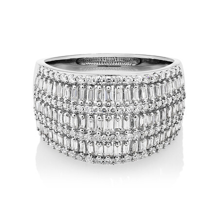 Multi Row Ring with 1 Carat TW of Diamonds in 14kt White Gold Multi Row Ring with 1 Carat TW of Diamonds in 14kt White Gold
