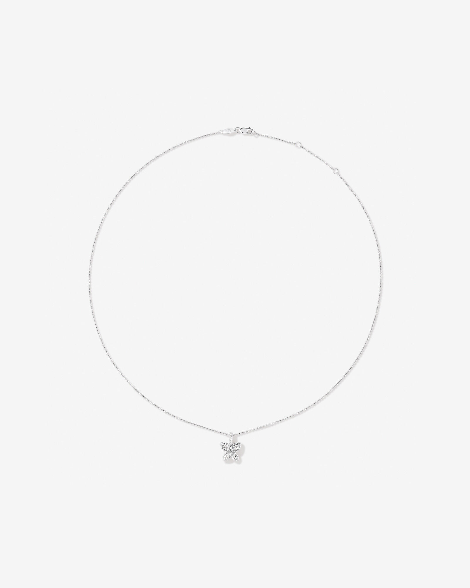 Cubic Zirconia Butterfly Pendant Necklace in Sterling Silver