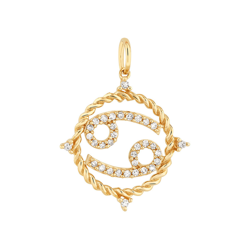 Gold cancer zodiac pendant on sale