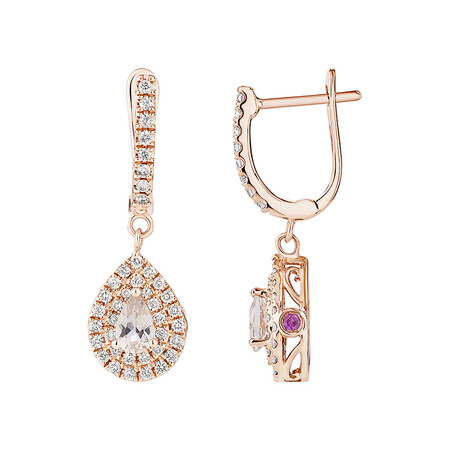 Michael Hill Designer Fashion Drop Earrings with Morganite & .38 Carat TW of Diamonds in 10kt Rose Gold Michael Hill Designer Fashion Drop Earrings with Morganite & .38 Carat TW of Diamonds in 10kt Rose Gold