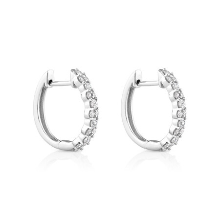 Huggie Earrings with 0.50 Carat TW of Diamonds in 10kt White Gold Huggie Earrings with 0.50 Carat TW of Diamonds in 10kt White Gold