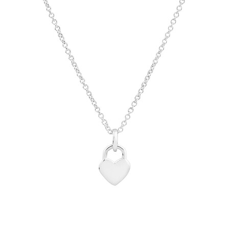 Heart Lock Pendant with Cubic Zirconia in Sterling Silver