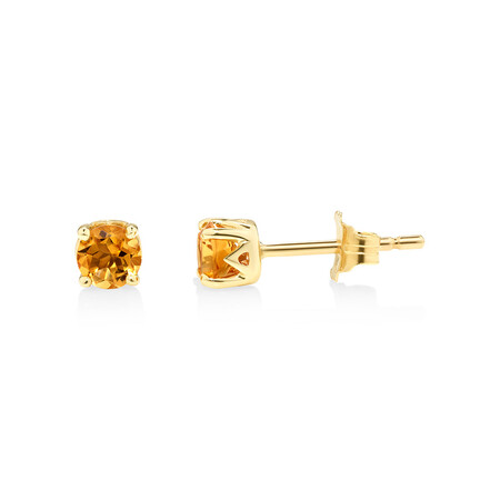 Stud Earrings with Citrine in 10kt Yellow Gold Stud Earrings with Citrine in 10kt Yellow Gold