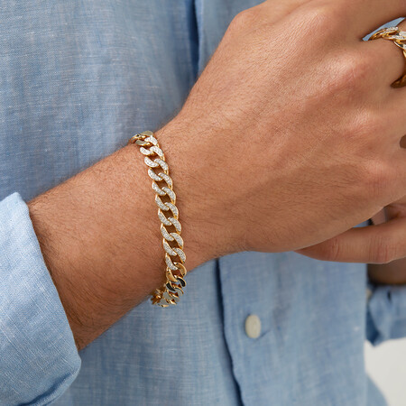 21cm (8.5") Cuban Link Bracelet with 0.75 Carat TW of Diamonds in 10kt Yellow Gold 21cm (8.5") Cuban Link Bracelet with 0.75 Carat TW of Diamonds in 10kt Yellow Gold