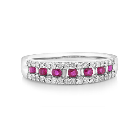 Ring with Natural Ruby & 0.29 Carat TW of Diamonds in 10kt White Gold Ring with Natural Ruby & 0.29 Carat TW of Diamonds in 10kt White Gold
