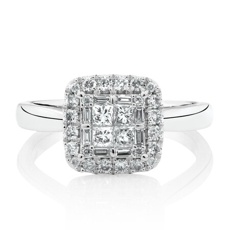 Evermore Halo Engagement Ring with 0.59 Carat TW of Diamonds in 14kt White Gold Evermore Halo Engagement Ring with 0.59 Carat TW of Diamonds in 14kt White Gold