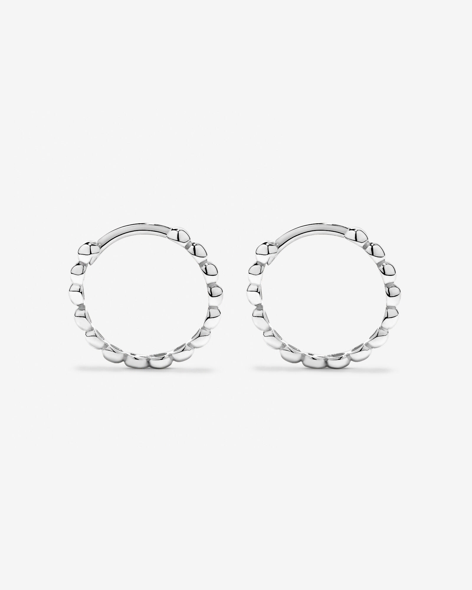 13.5mm Beaded Huggie Earrings in Sterling Silver