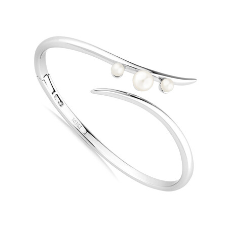 Cuff Bangle with Cultured Freshwater Pearls in Sterling Silver Cuff Bangle with Cultured Freshwater Pearls in Sterling Silver