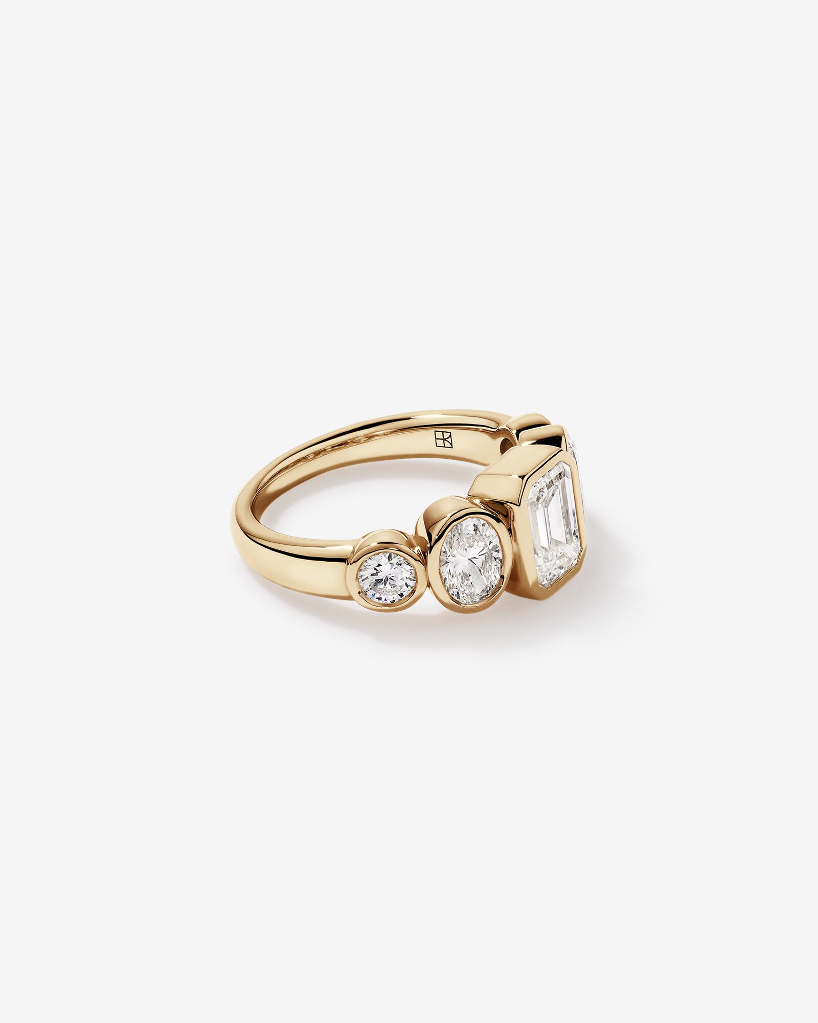 2.90 Carat TW Bezel Set 5 Stone Lab-Grown Diamond Engagement Ring in 14kt Yellow Gold