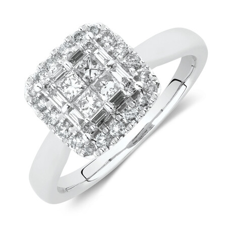 Evermore Halo Engagement Ring with 0.59 Carat TW of Diamonds in 14kt White Gold Evermore Halo Engagement Ring with 0.59 Carat TW of Diamonds in 14kt White Gold