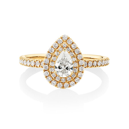 Double Halo Ring with 0.71 Carat TW of Diamonds in 18kt Yellow Gold Double Halo Ring with 0.71 Carat TW of Diamonds in 18kt Yellow Gold