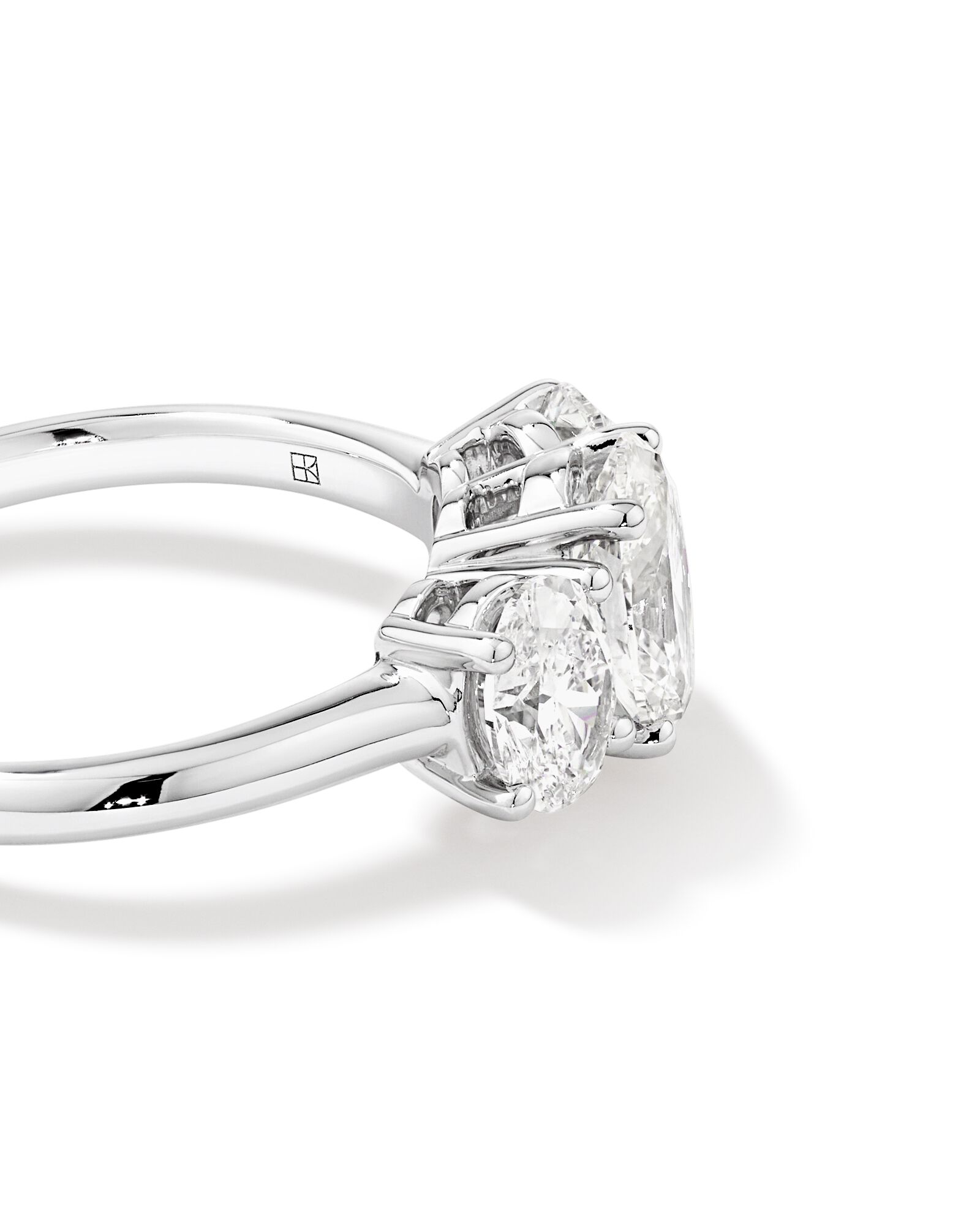 2 Carat Three Stone Oval Laboratory-Grown Diamond Engagement Ring In 14kt Gold