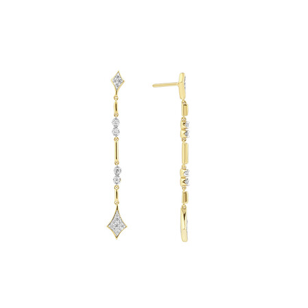 Drop Earrings with 0.16 Carat TW of Diamonds in 10kt White Gold Drop Earrings with 0.16 Carat TW of Diamonds in 10kt White Gold